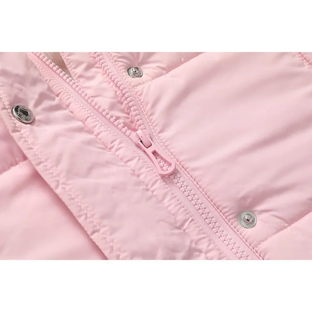 Girls Winter Jacket Long Puffer Coat with Removable Hood，Kid's Warm Insulated Pa